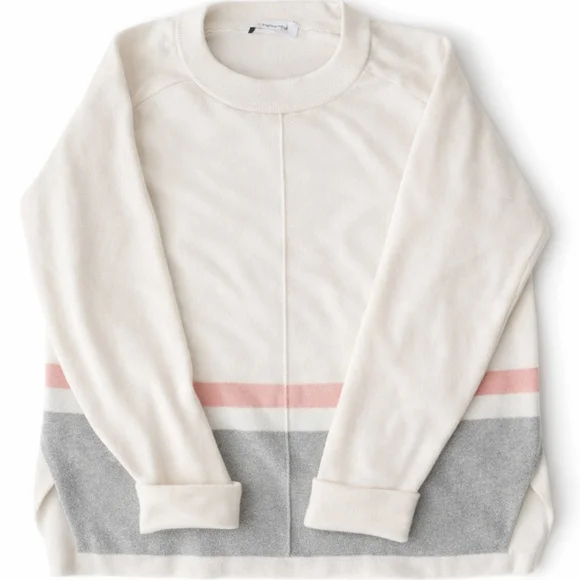 Liz Claiborne XL Women's Colorblock Sweater Cream Gray Blush - Picture 1 of 4